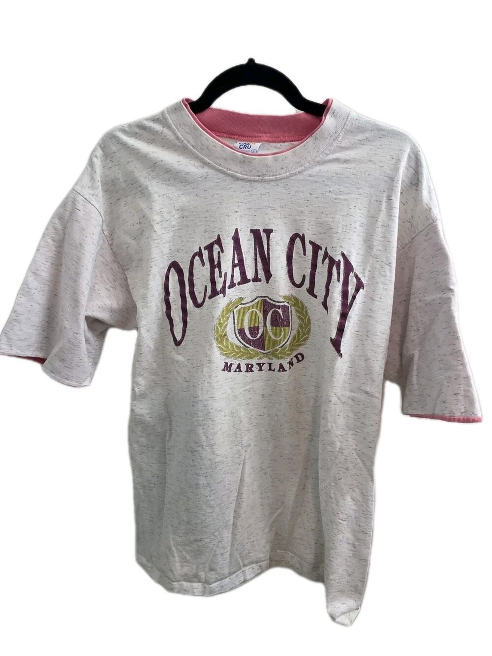 Vtg 80-90s Cal Cru Rainbow Logo‎ Ocean City Maryland Gray Graphic Shirt Unisex L
